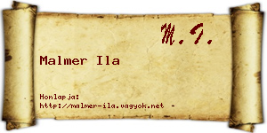 Malmer Ila névjegykártya